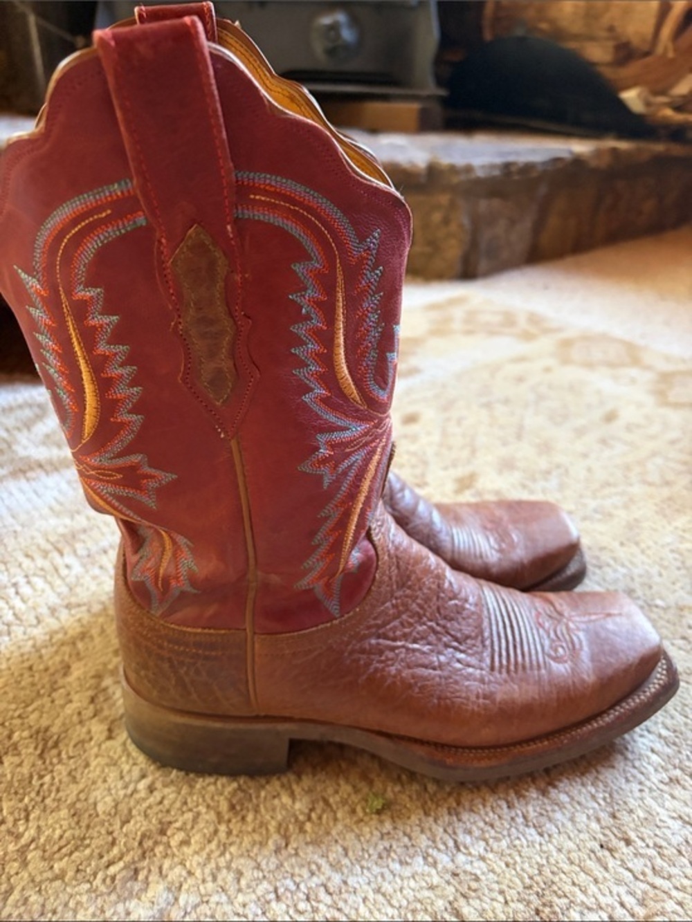 Lucchese Red and Brown Cowboy Boots